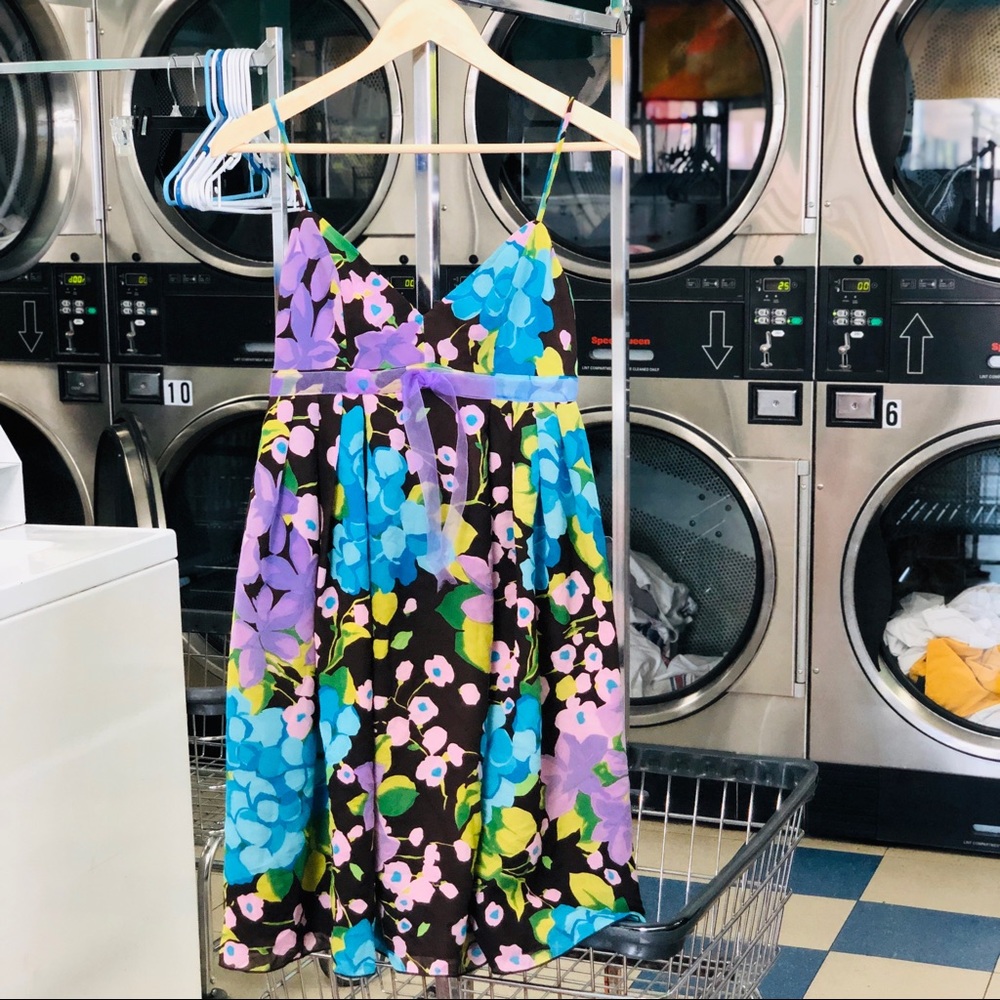 ANNA SUI 90s Vintage Floral Baby Doll Dress w/ Bow